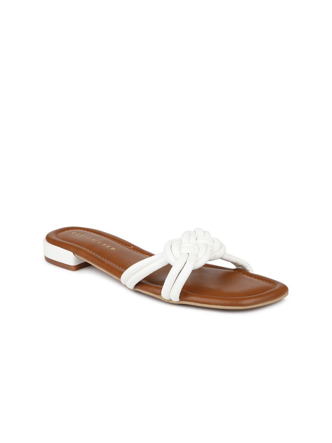 design crew women white open toe flats with bows