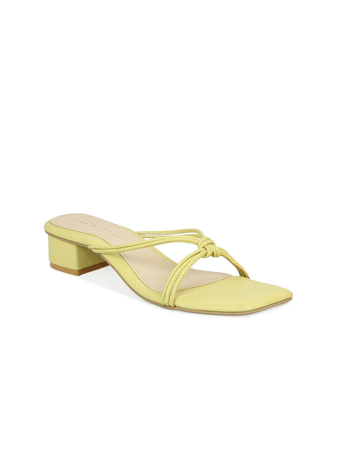 design crew yellow block heels