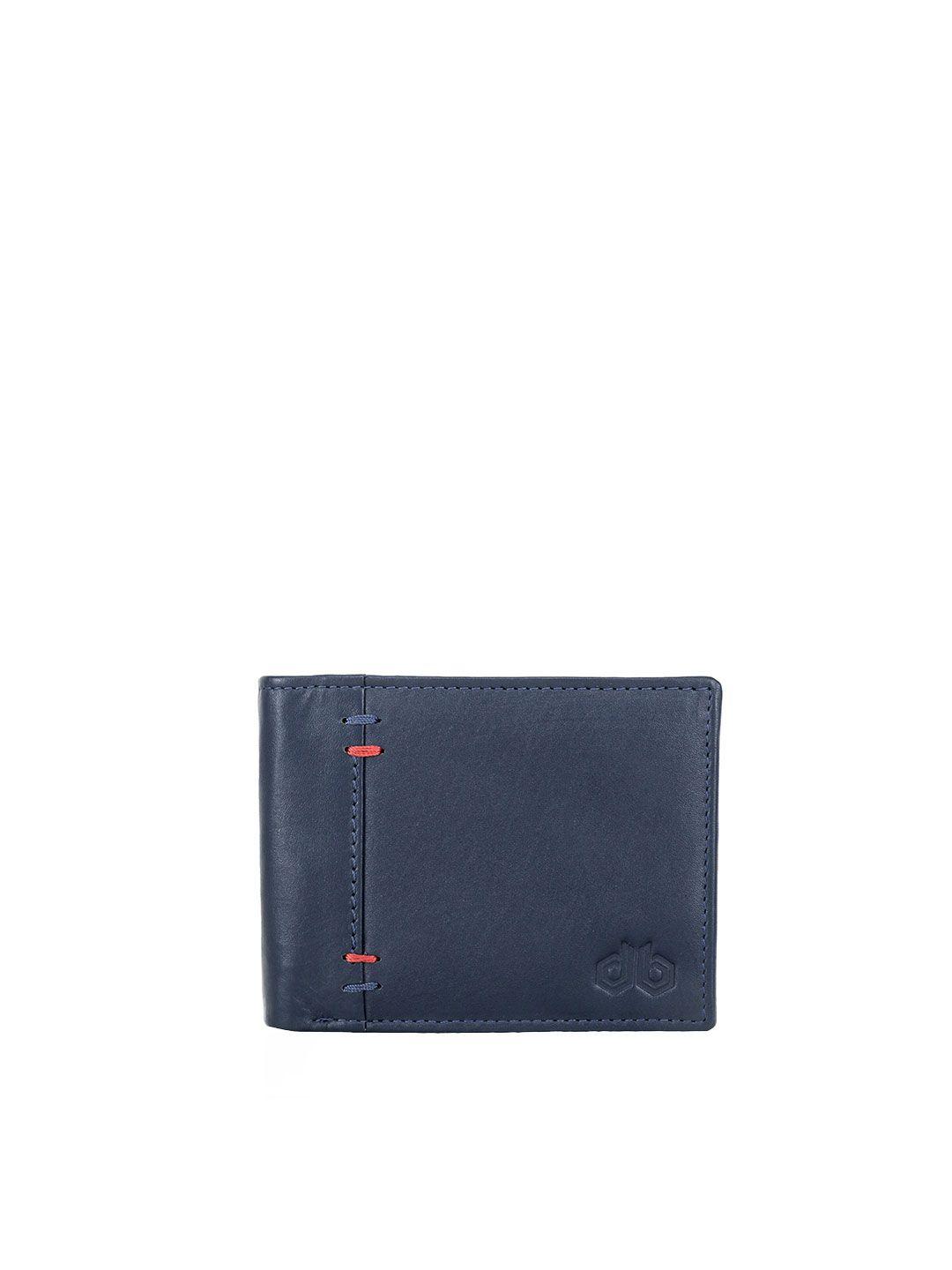 designer bugs men blue leather two fold wallet