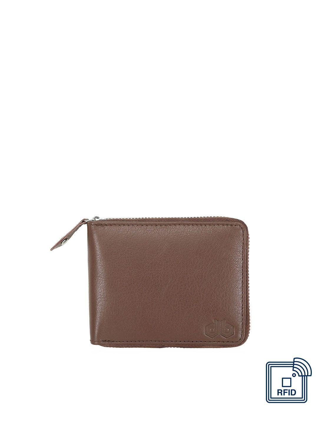 designer bugs men brown & black leather two fold wallet