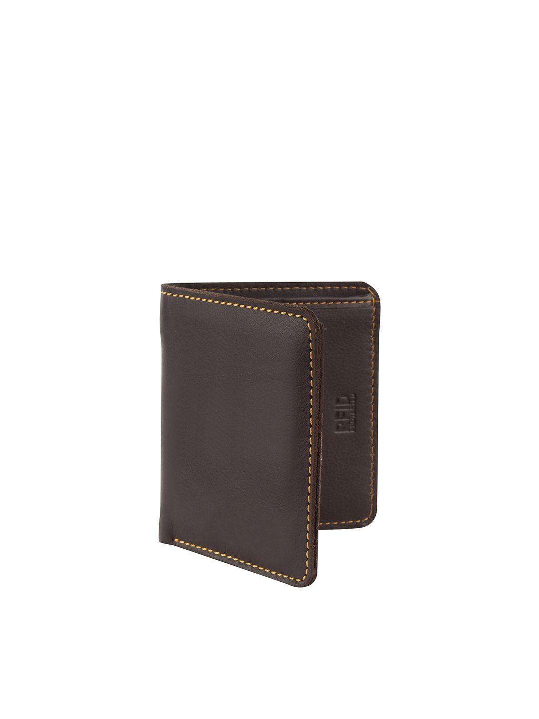 designer bugs men brown leather two fold wallet