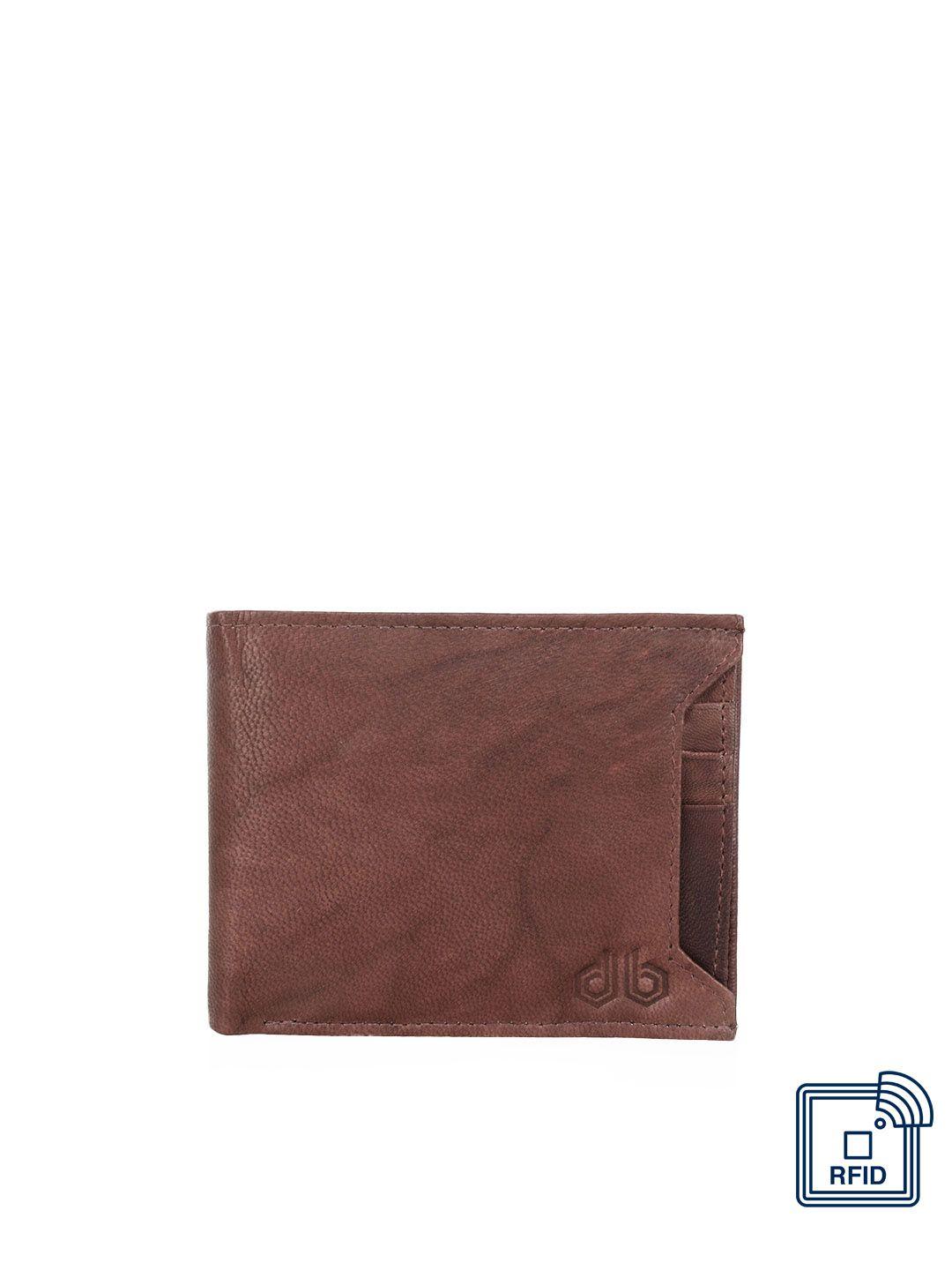 designer bugs men brown leather two fold wallet