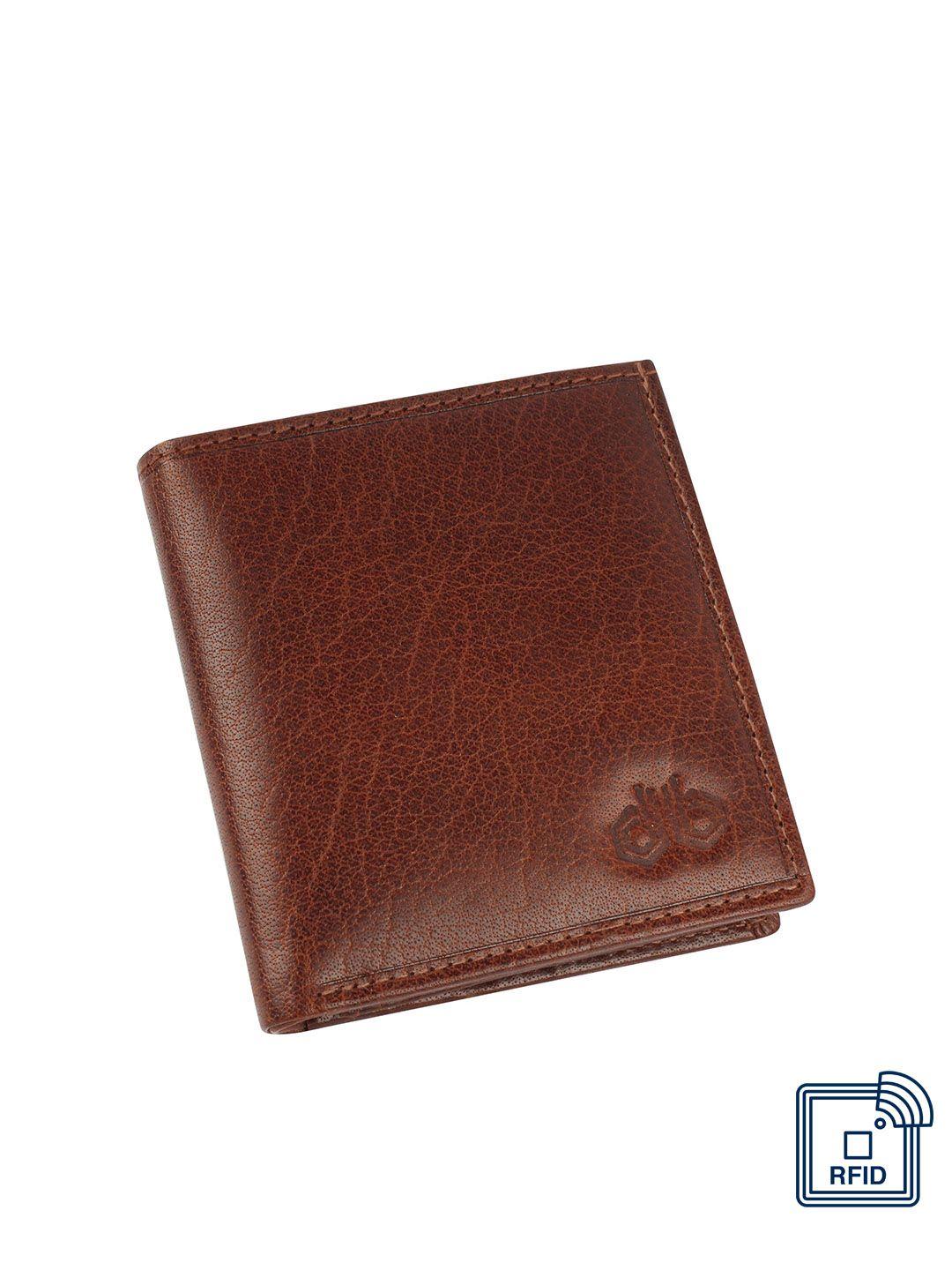 designer bugs men brown leather two fold wallet