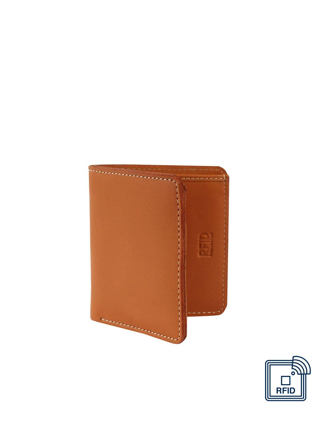 designer bugs men tan leather two fold wallet