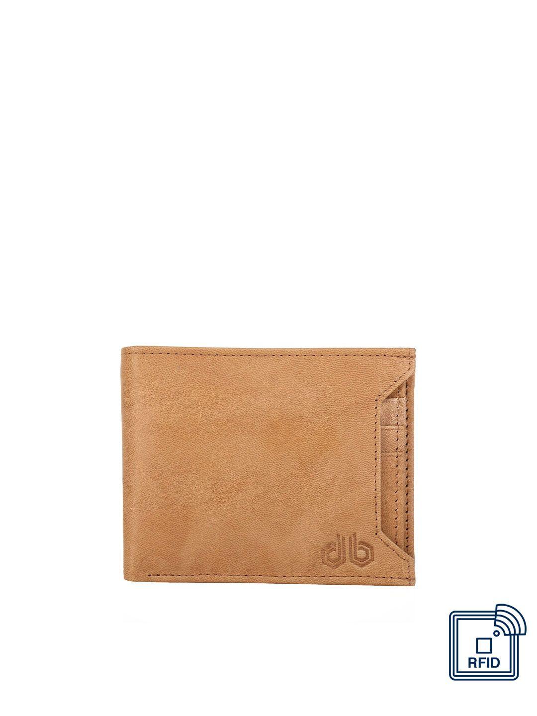 designer bugs men tan leather two fold wallet