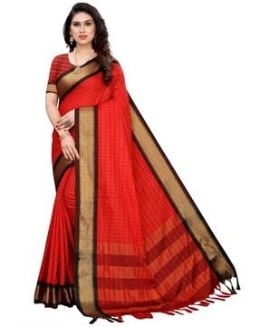 designer upada silk jacquard & tussle work saree