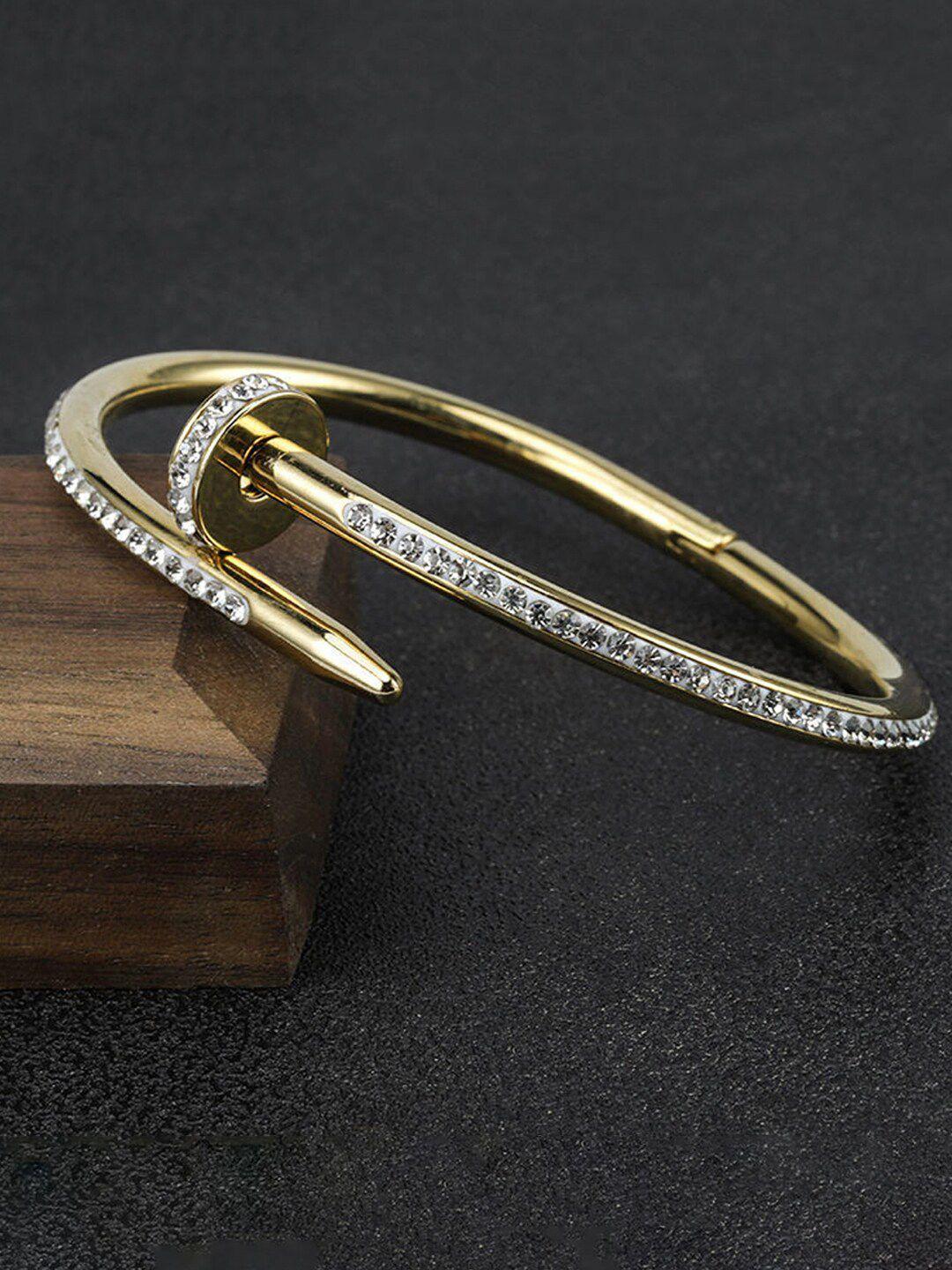 designs & you american diamond gold-plated kada bracelet