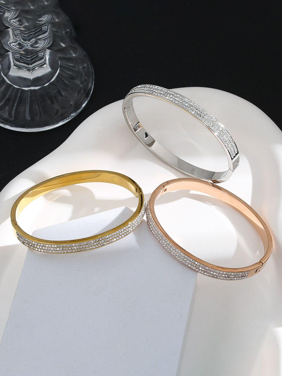 designs & you set of 3 women american diamond bangle-style bracelet