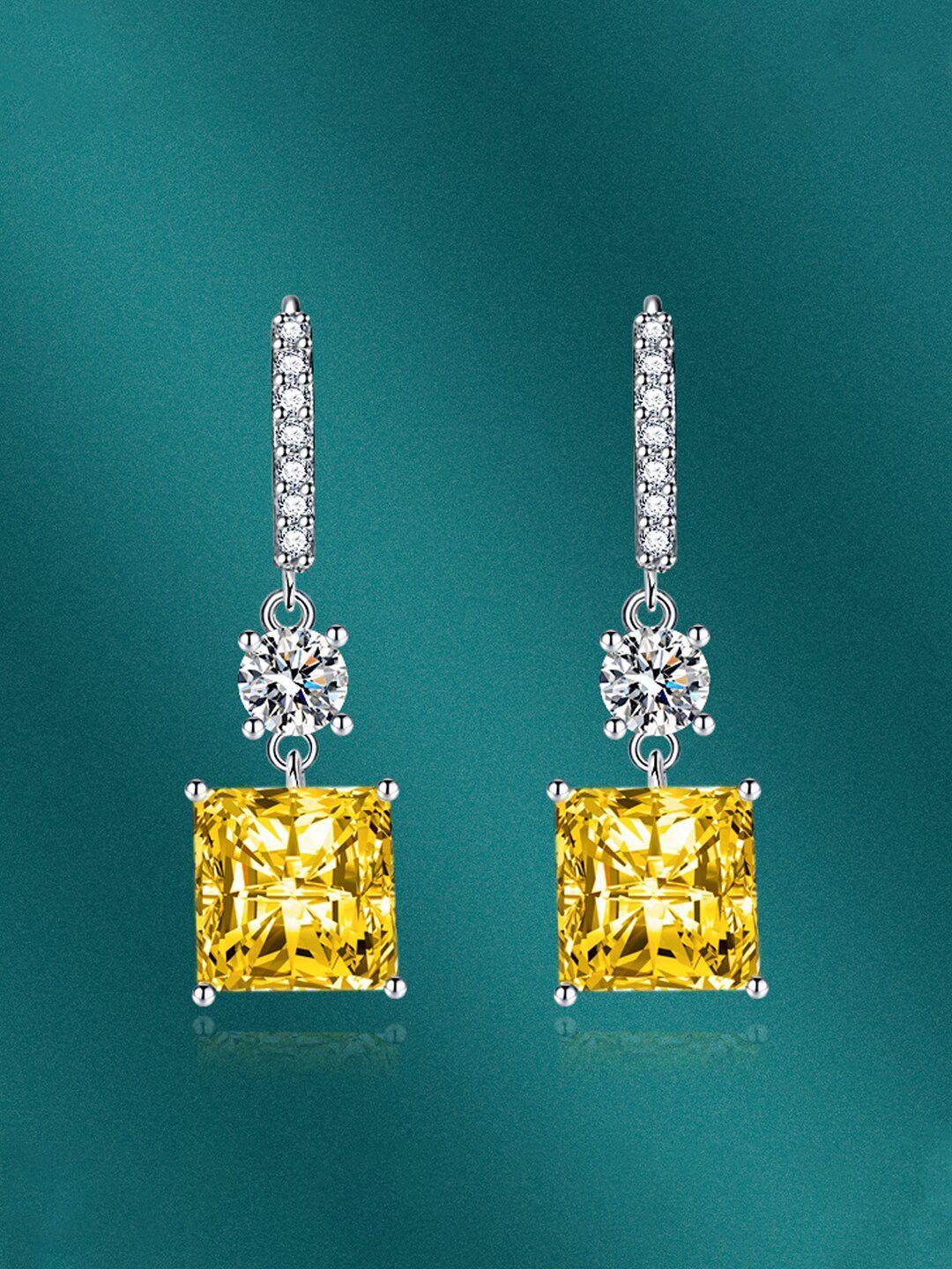 designs & you silver-plated cz studded drop earrings