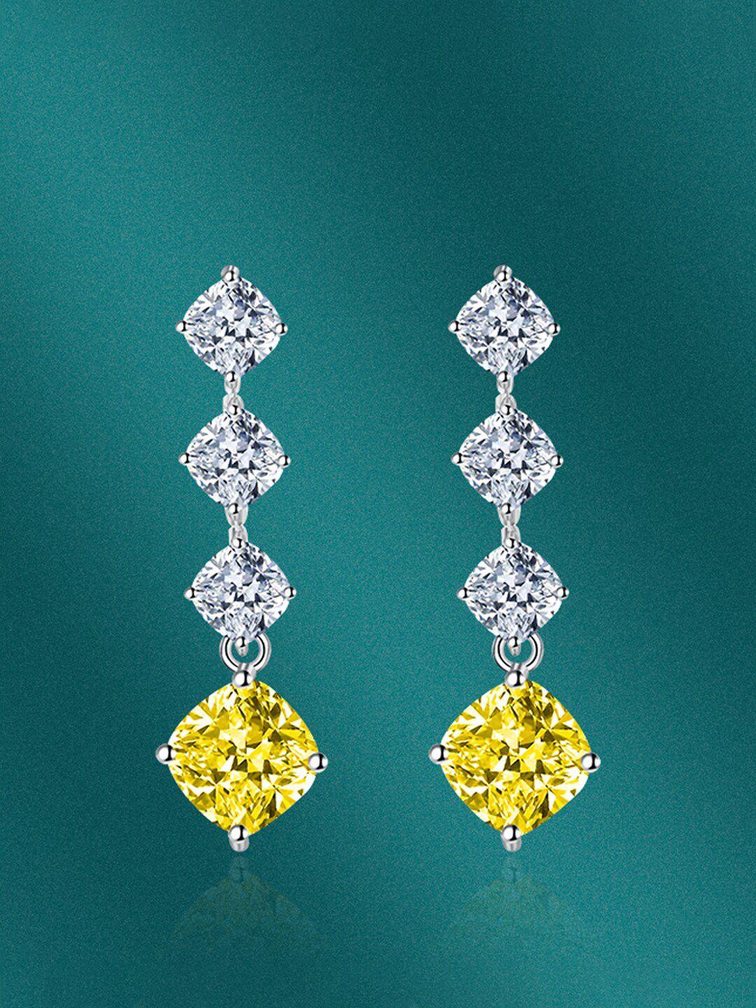 designs & you silver-plated cz studded drop earrings