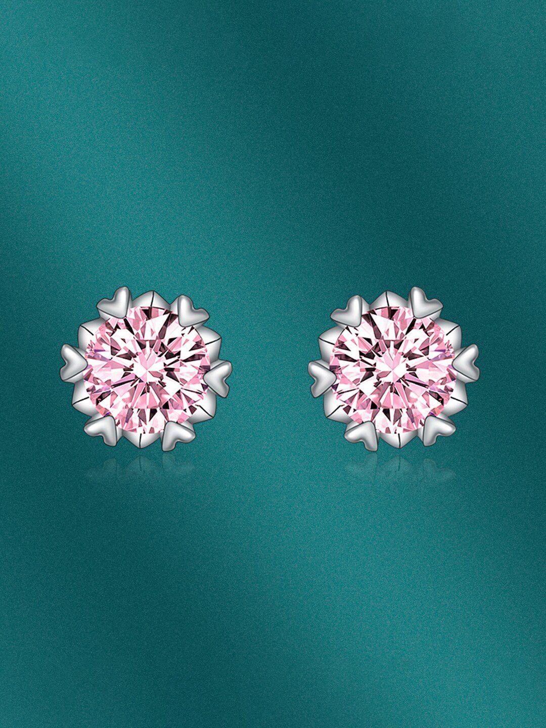 designs & you silver plated floral studs earrings