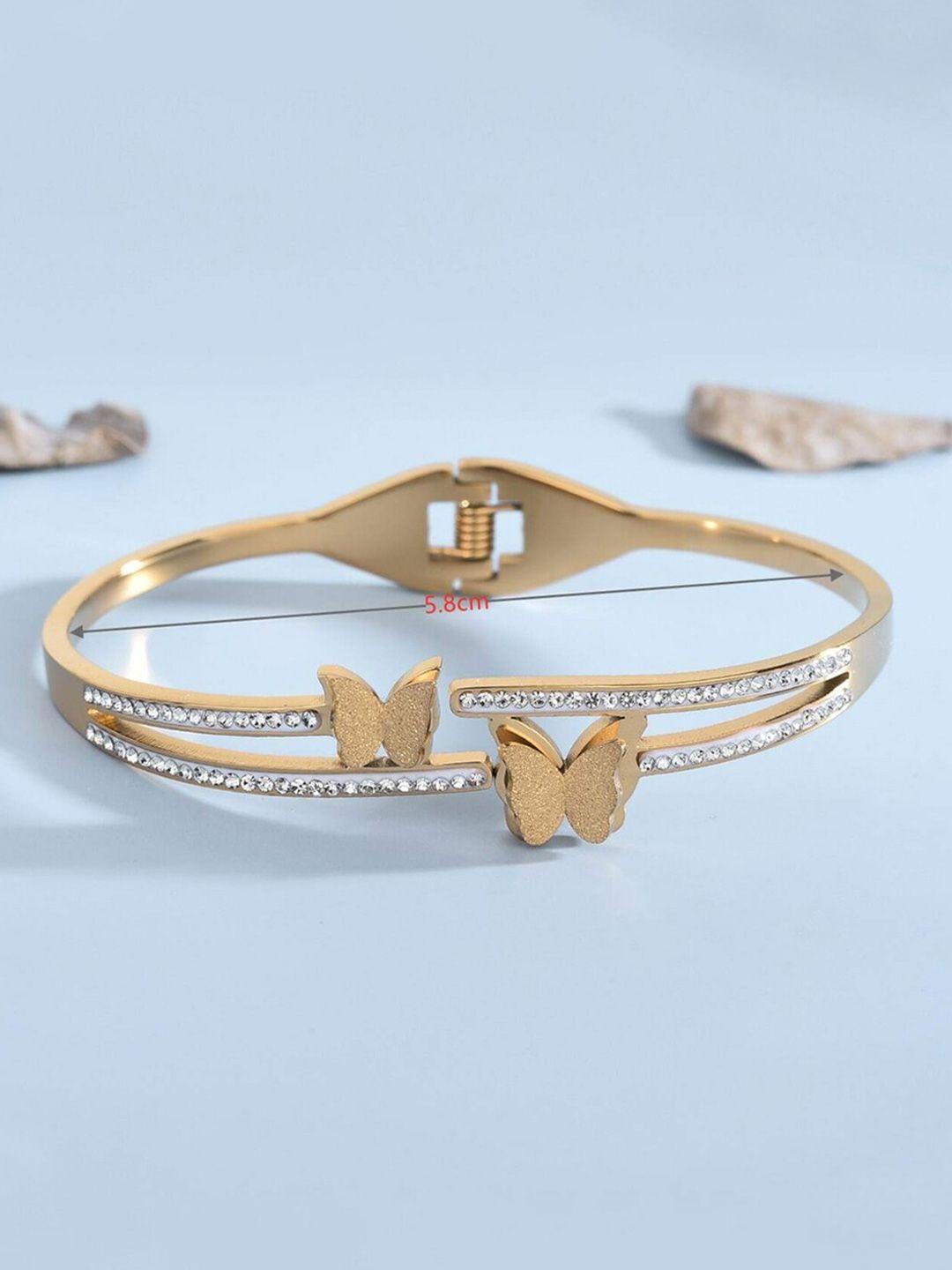 designs & you women gold-plated american diamond bangle-style bracelet