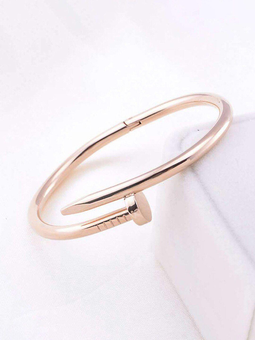 designs & you women rose gold-plated nail kada bracelet