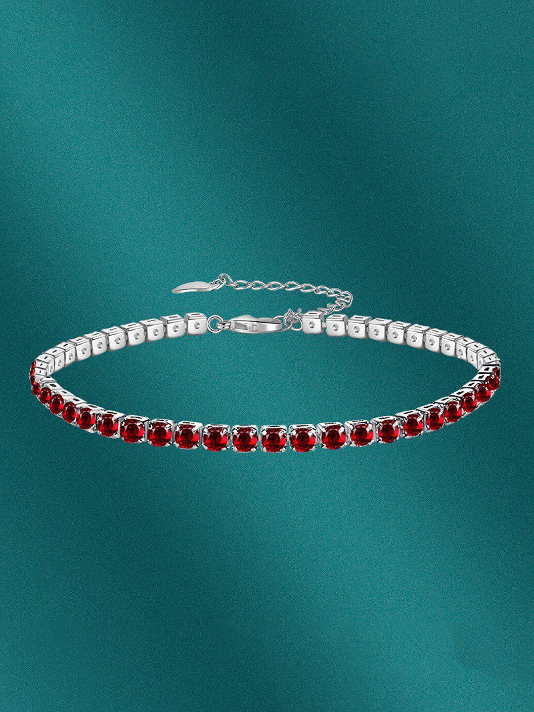 designs & you women silver-toned & red brass cubic zirconia silver-plated wraparound bracelet