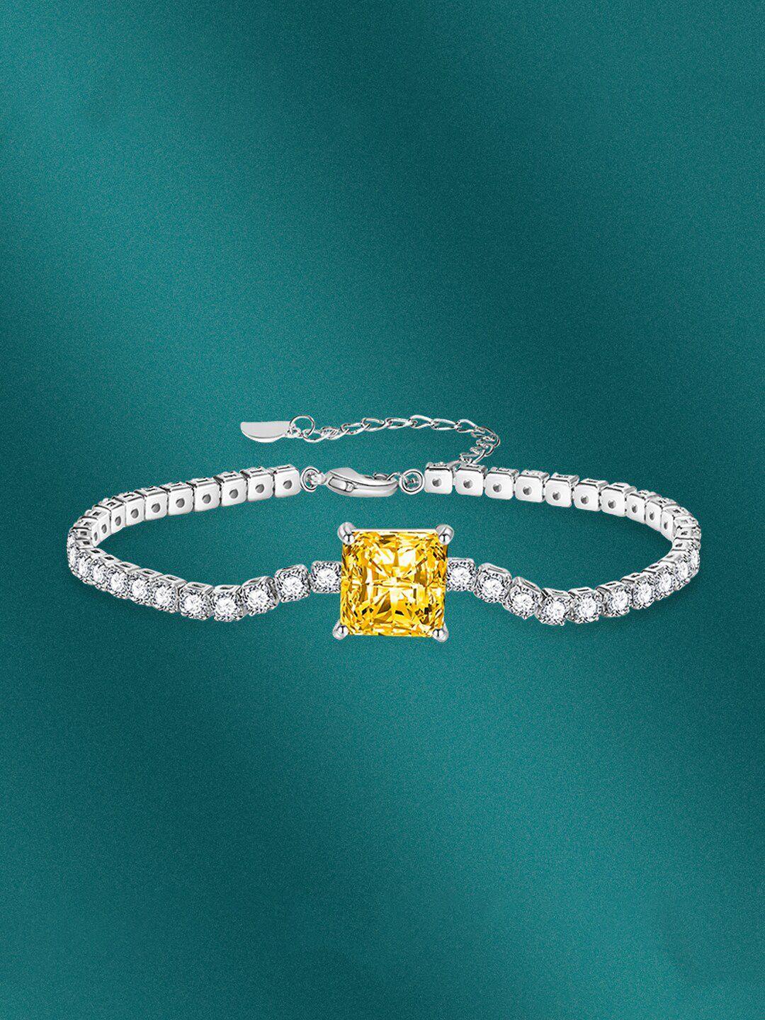 designs & you women silver-toned & yellow brass cubic zirconia silver-plated wraparound bracelet