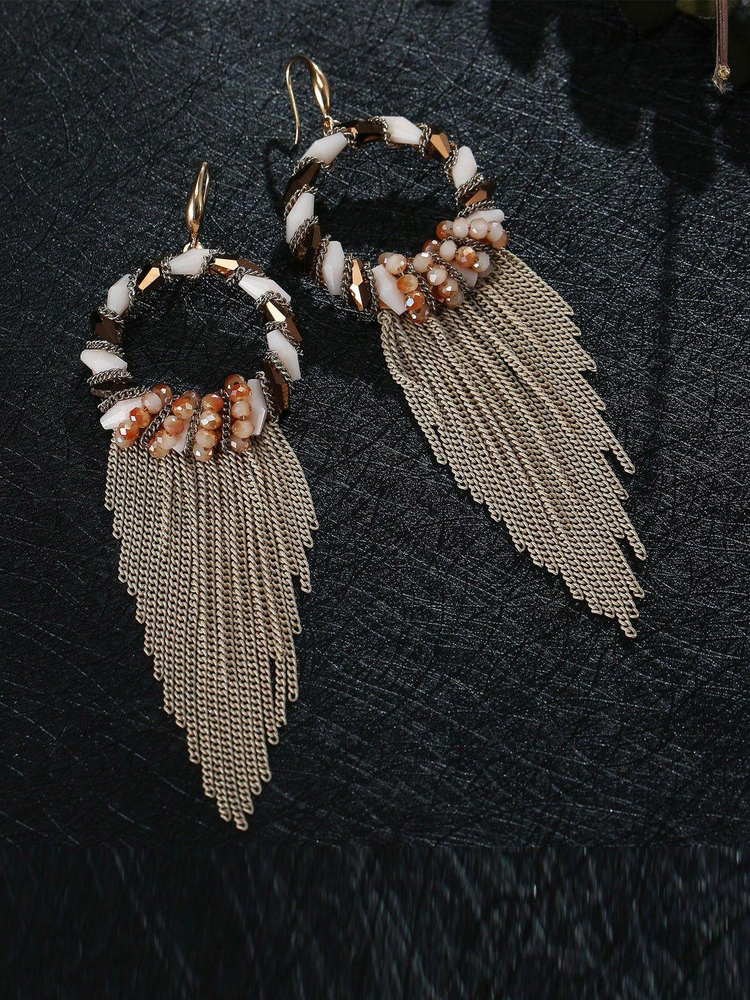 designs by jewels galaxy beige & white contemporary drop earrings