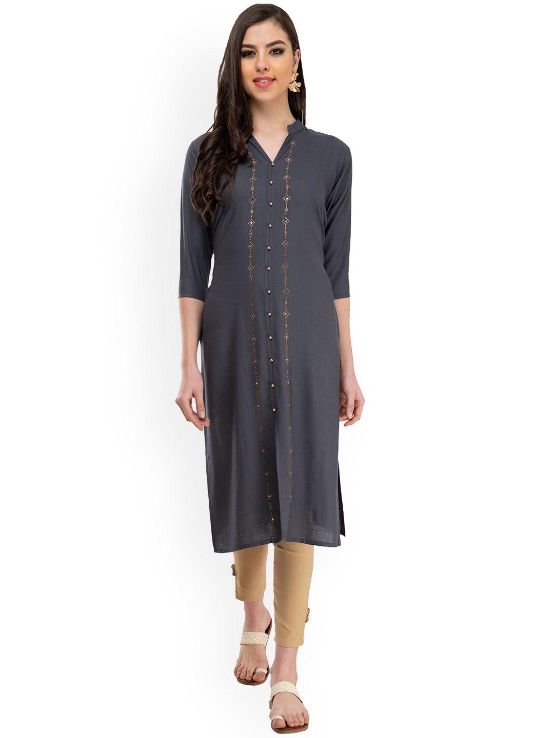 desinoor com women grey kurta