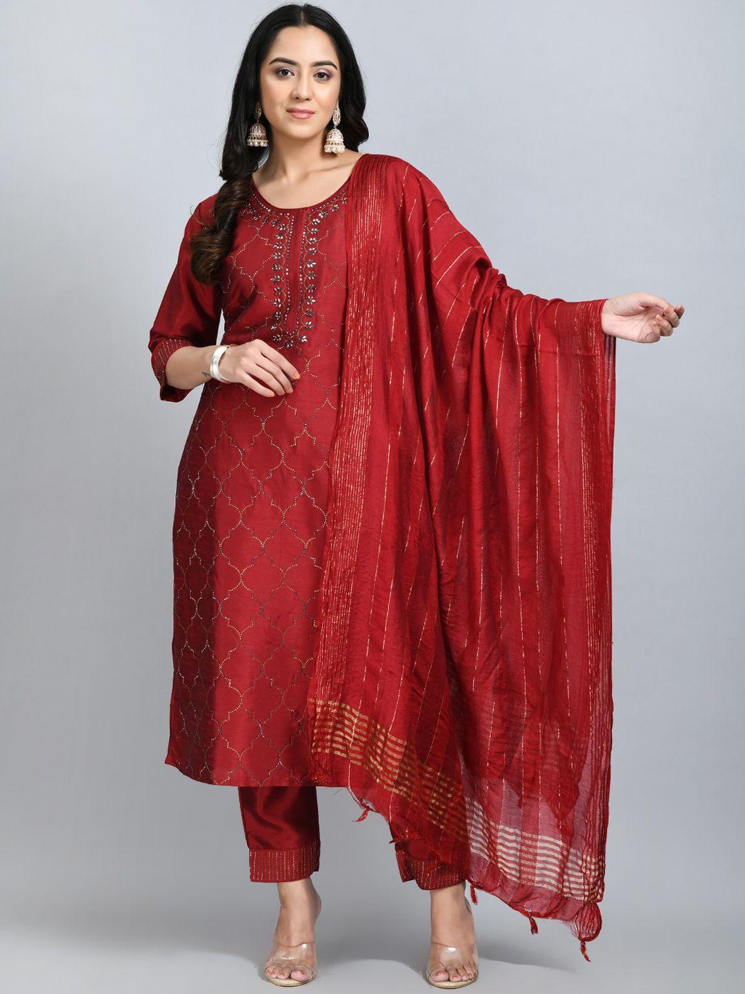 desinoor.com ethnic motifs embellished kurta with trousers & dupatta
