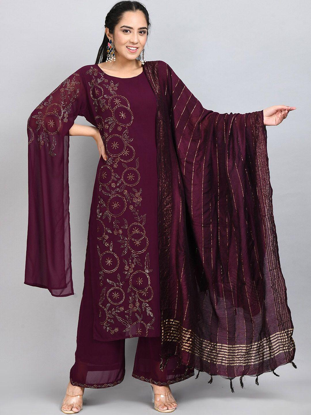 desinoor.com ethnic motifs yoke design beads and stones kurta with palazzos & dupatta