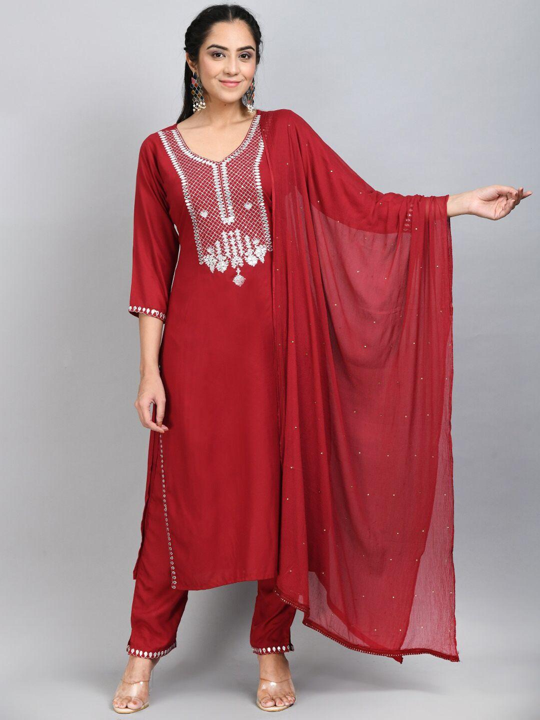 desinoor.com ethnic motifs yoke design kurta with trousers & dupatta