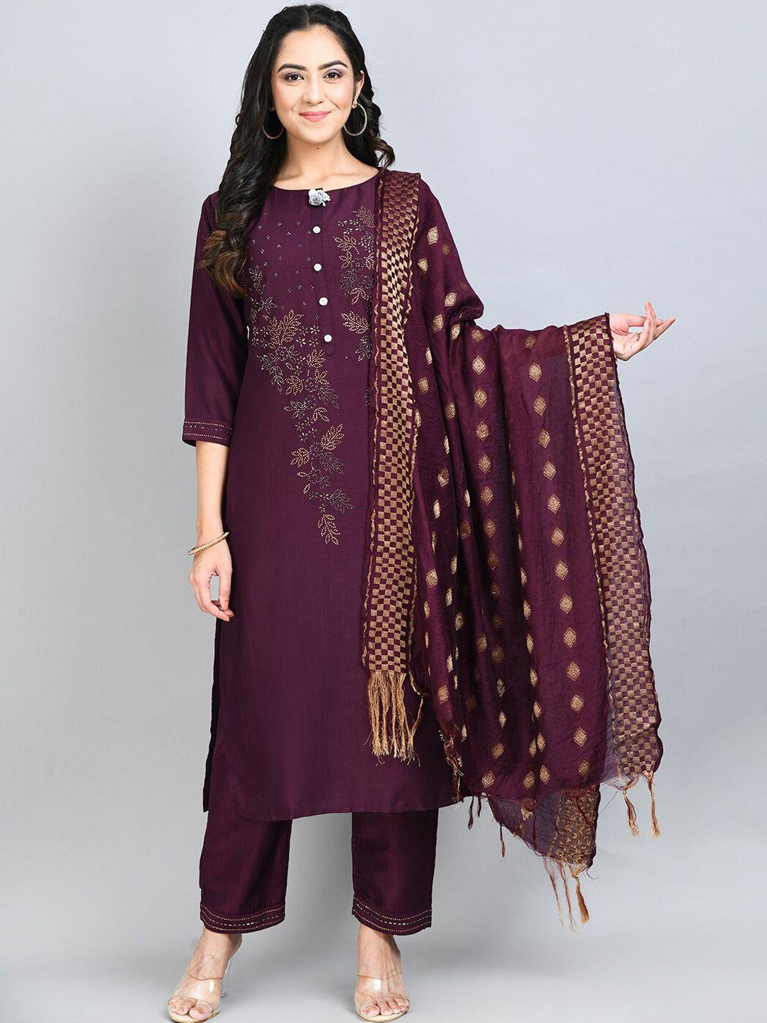 desinoor.com yoke design beads and stones kurta with trousers & dupatta