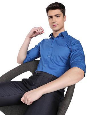 detachable collar twill regular fit formal shirt