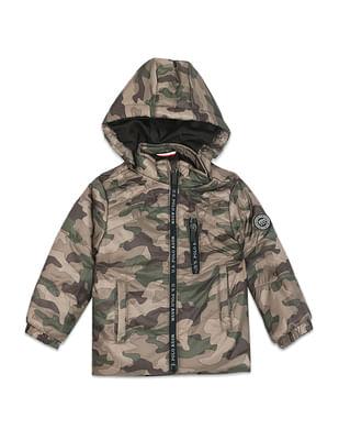 detachable hood camouflage padded jacket