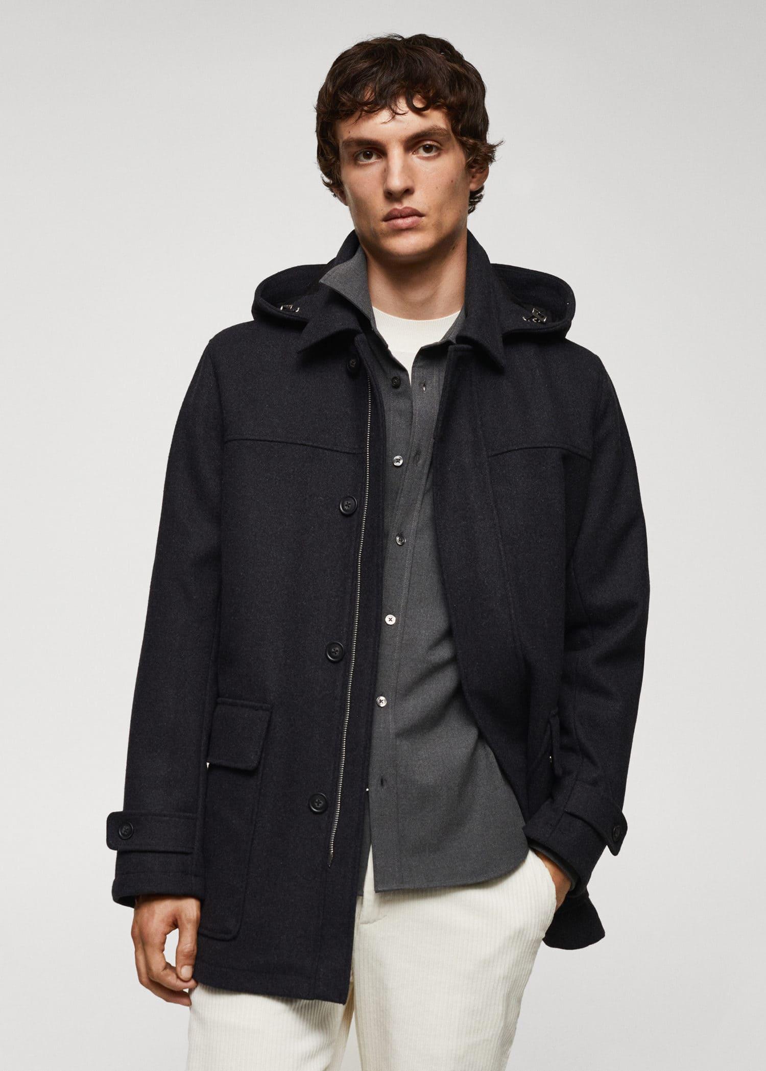 detachable hood wool coat