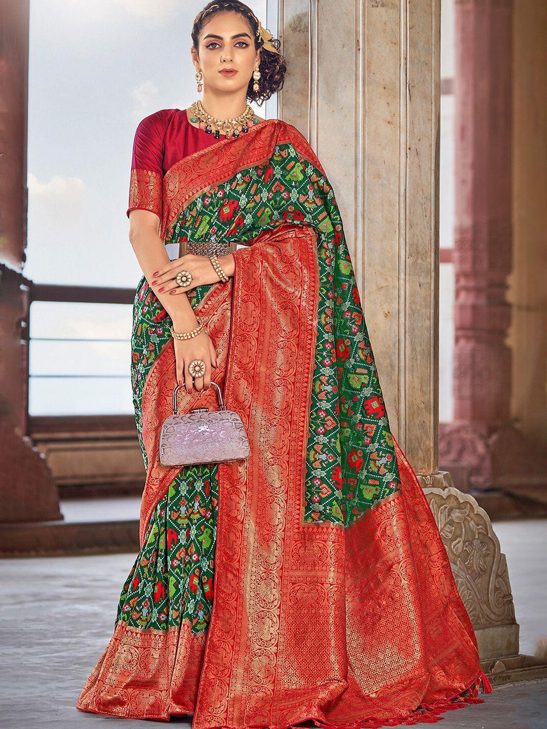 devatithi multicoloured silk blend patola saree