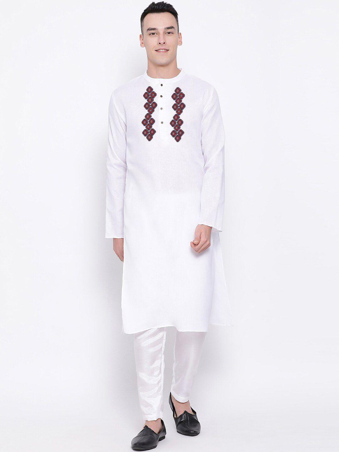 devoiler ethnic motifs printed mandarin collar straight kurta with trouser