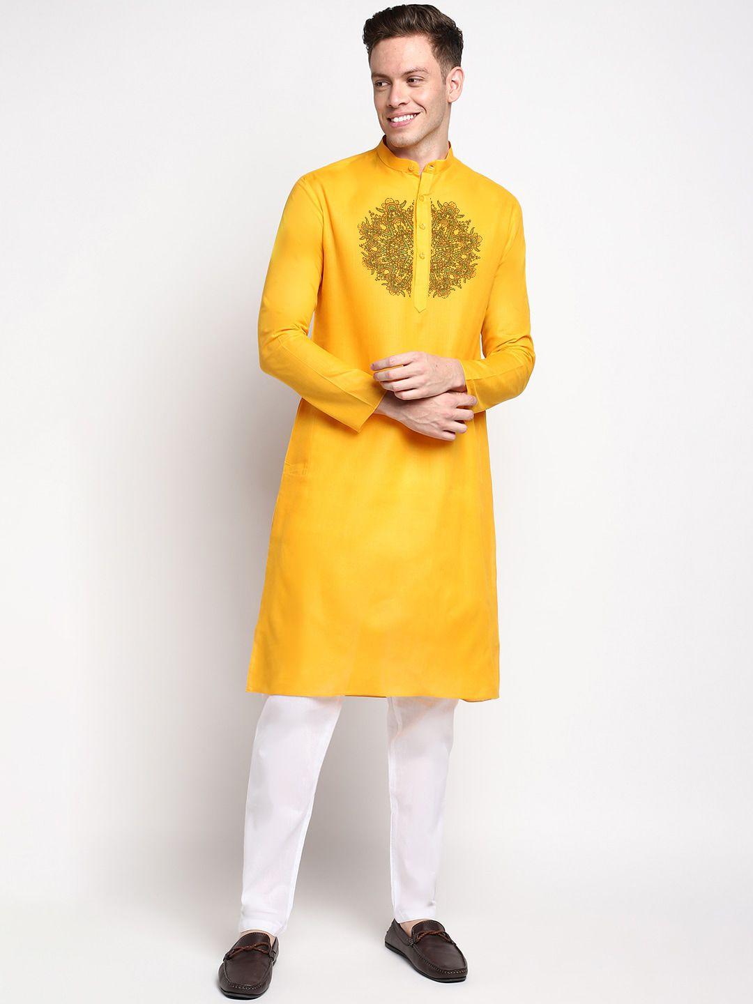 devoiler ethnic motifs printed regular kurta with pyjamas