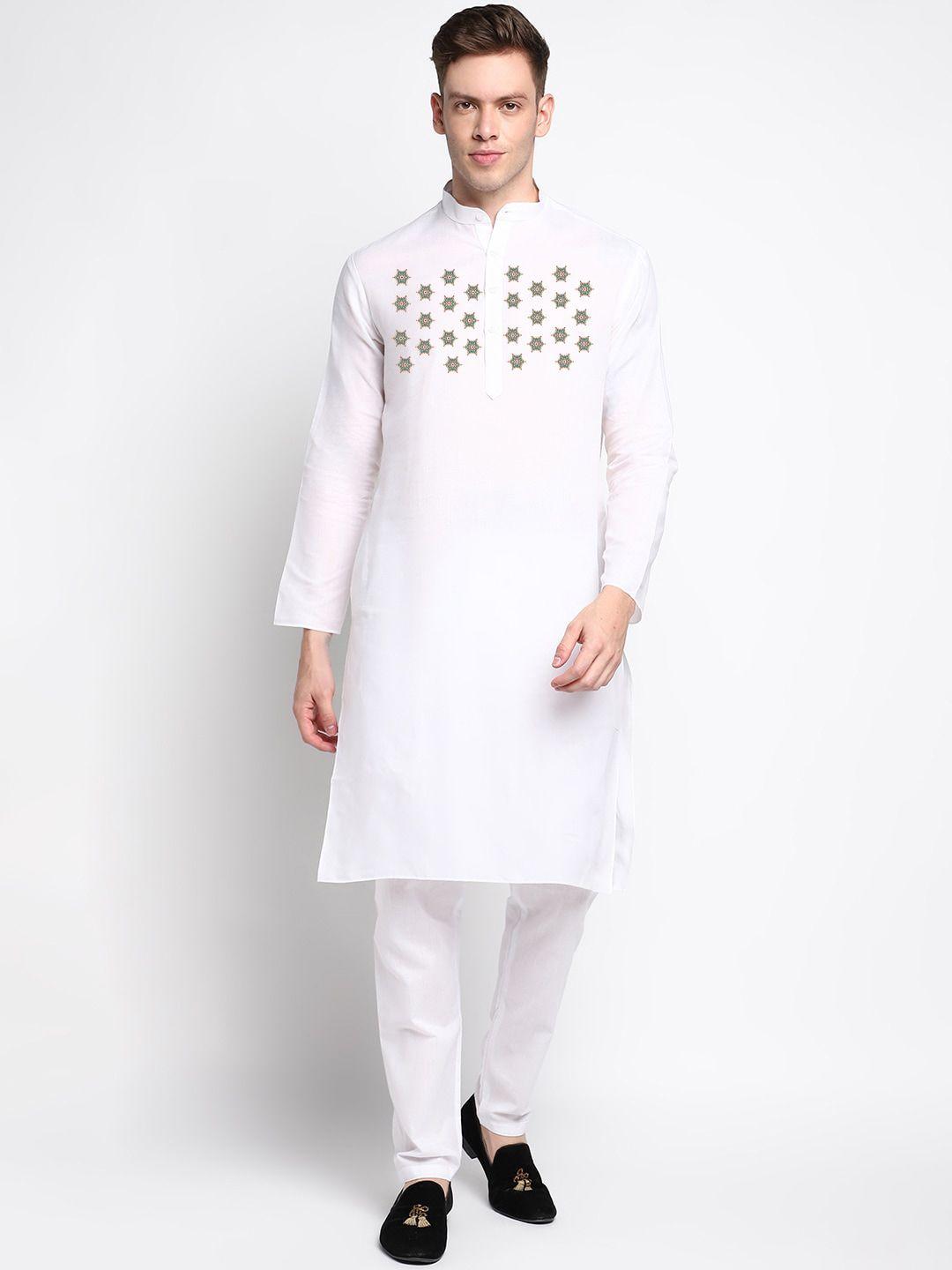 devoiler geometric printed mandarin collar cotton kurta