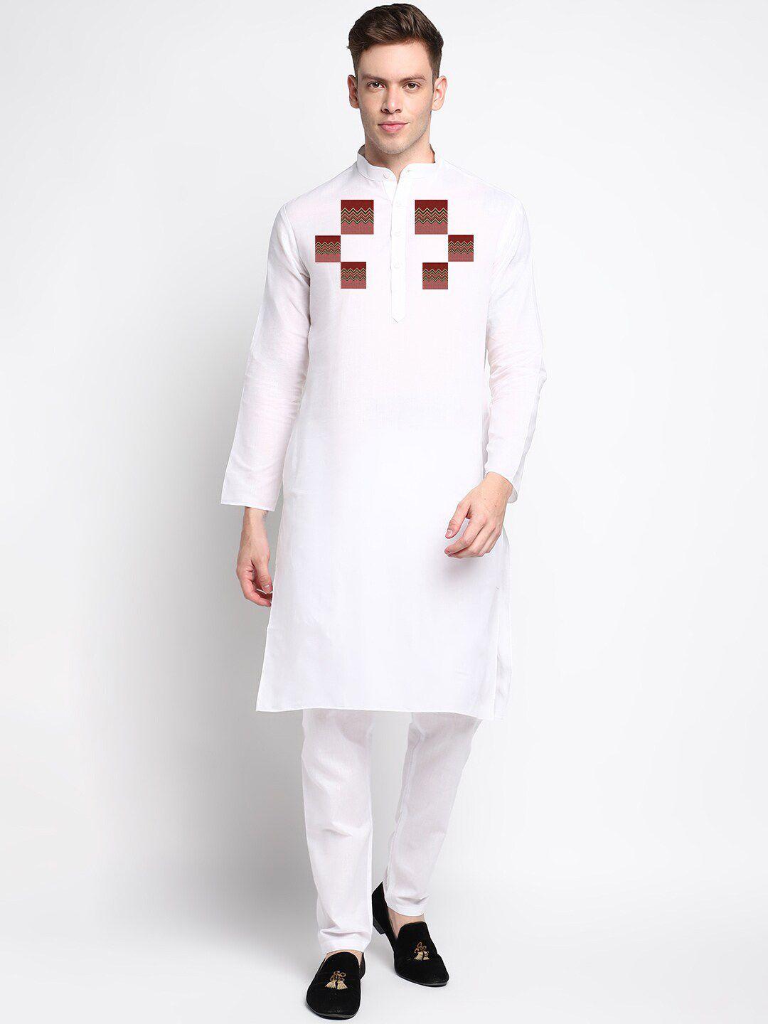 devoiler geometric printed regular straight kurta with pyjamas