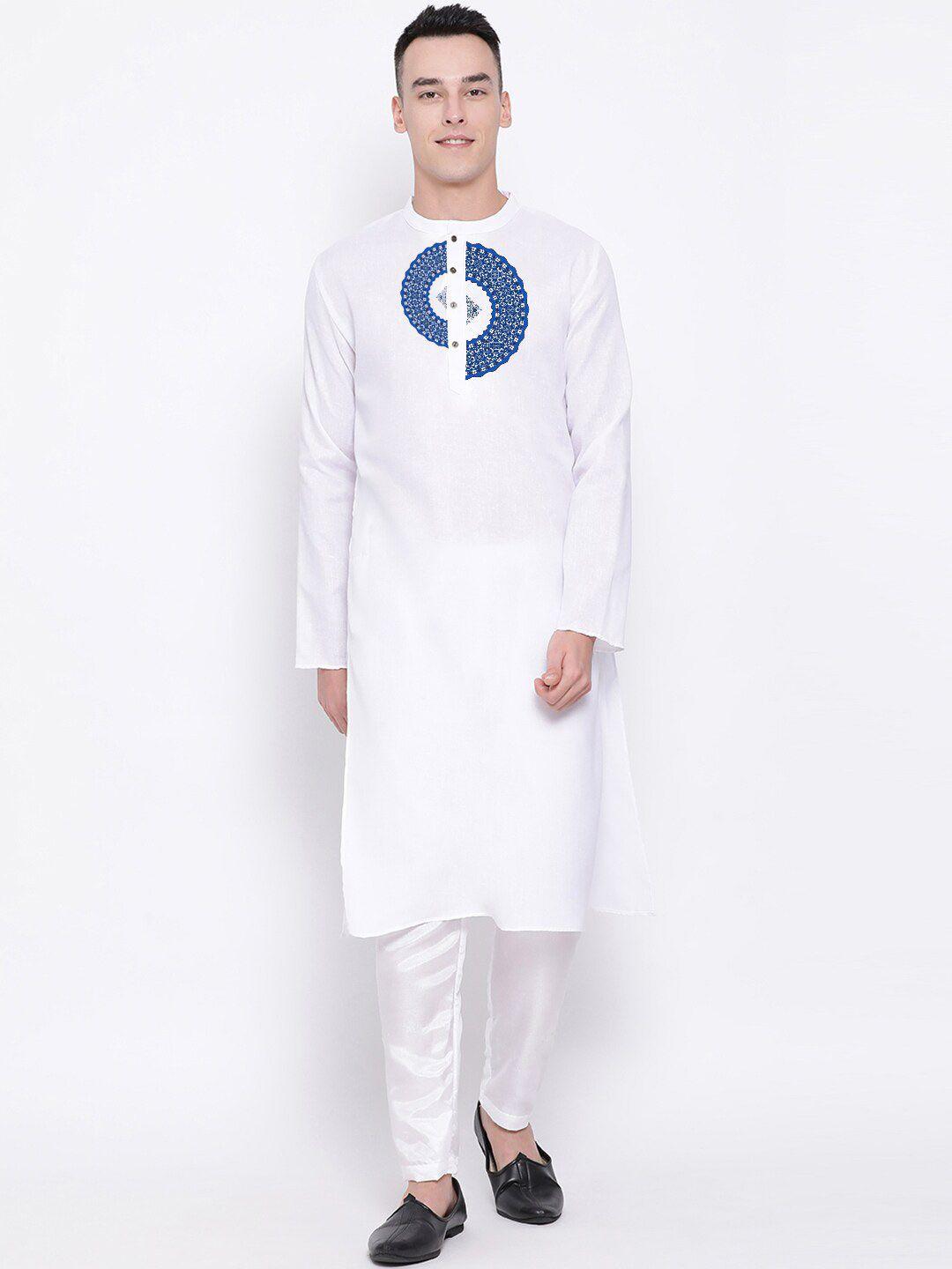 devoiler geometric printed mandarin collar regular kurta with pyjamas
