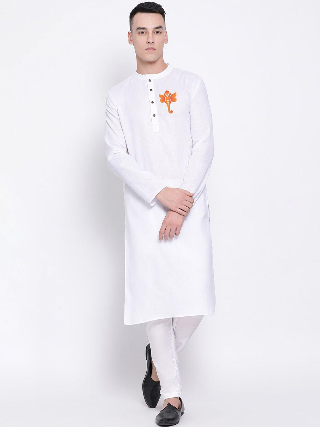 devoiler men white kurta with trousers