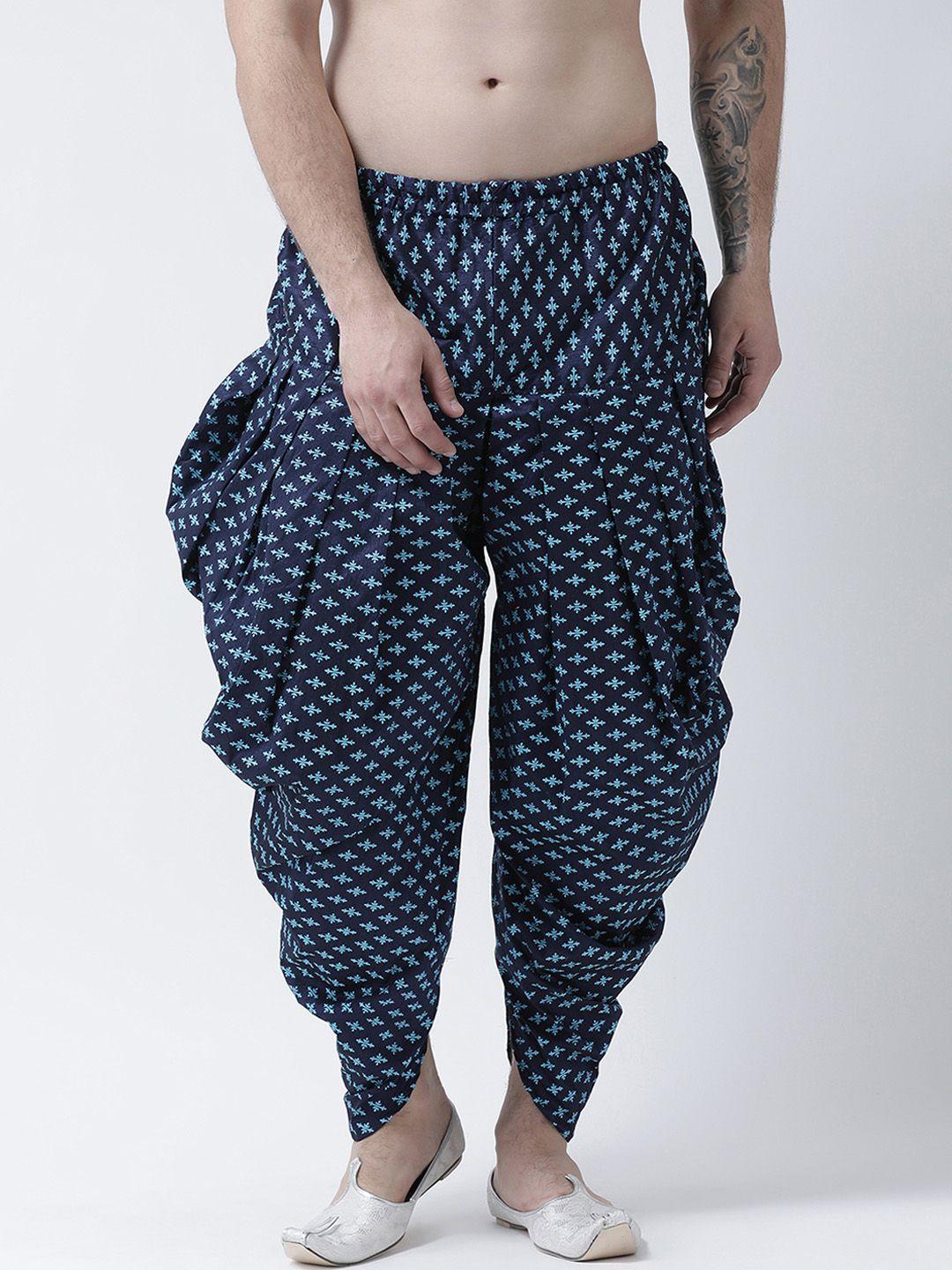 devyaan men navy-blue printed dhoti