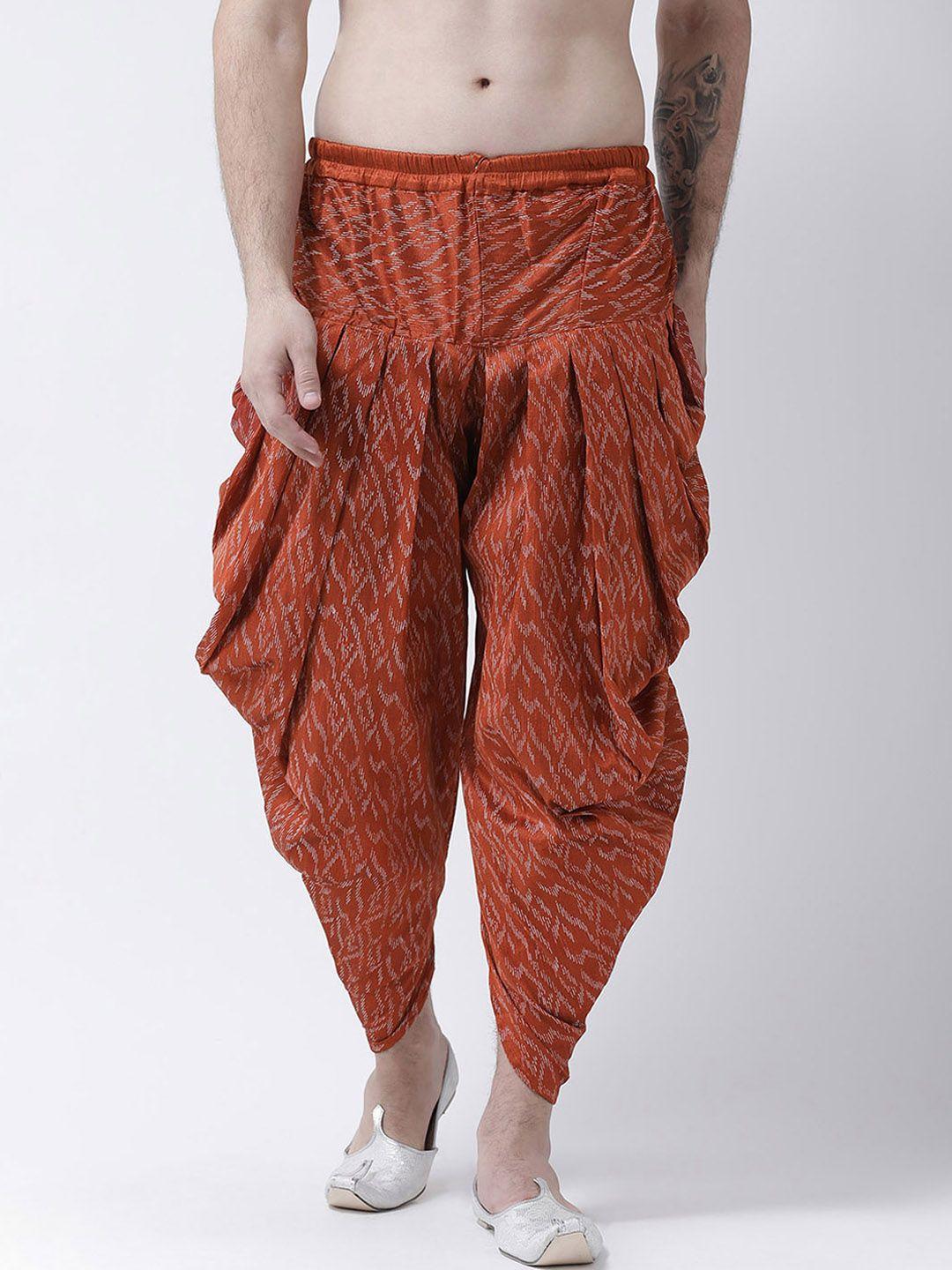 devyaan men orange printed dhoti