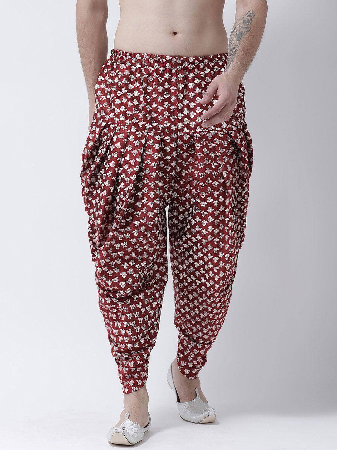 devyaan men red & white printed dhoti