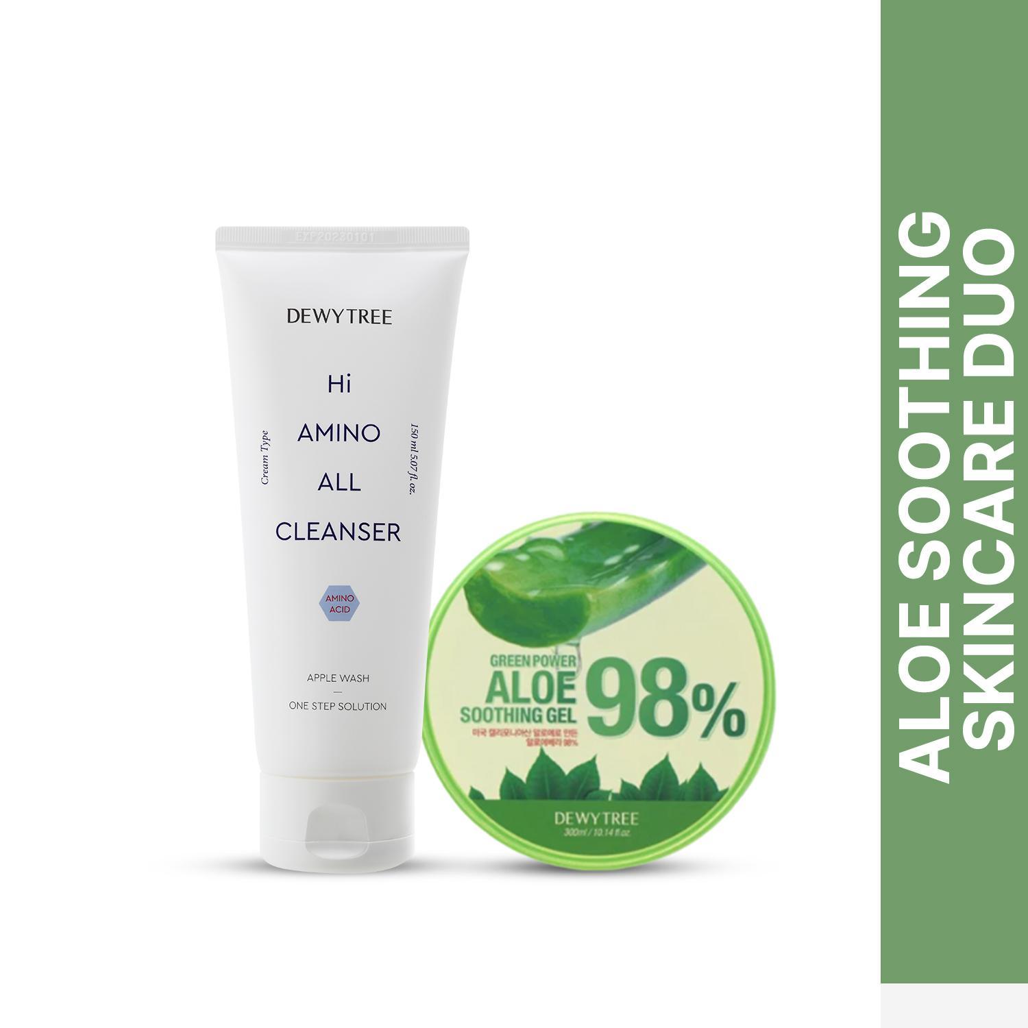 dewytree hi amino all cleanser (150 ml) & green power 98% aloe soothing gel (300 ml) combo