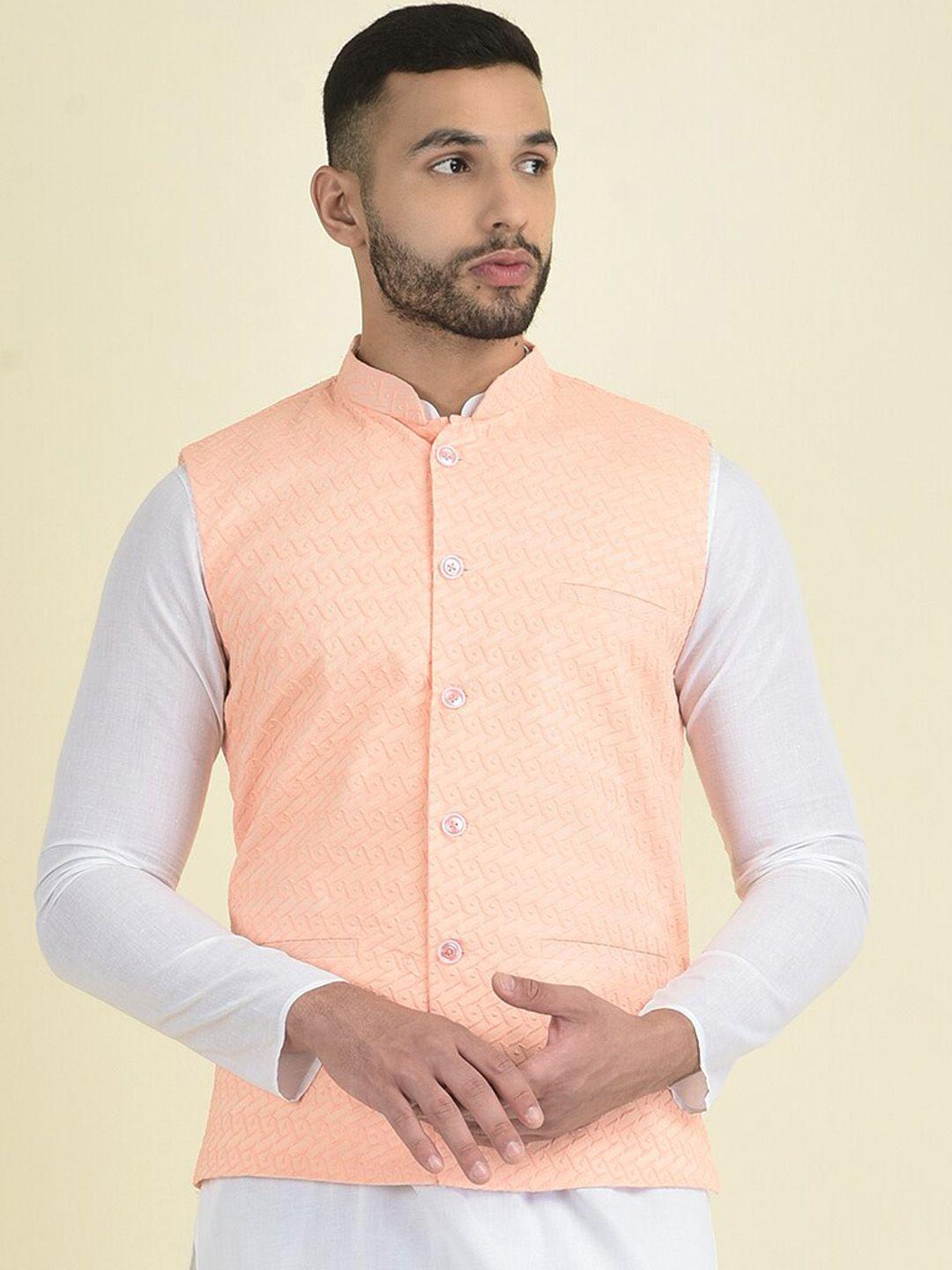 deyann chikankari embroidered pure cotton nehru jacket