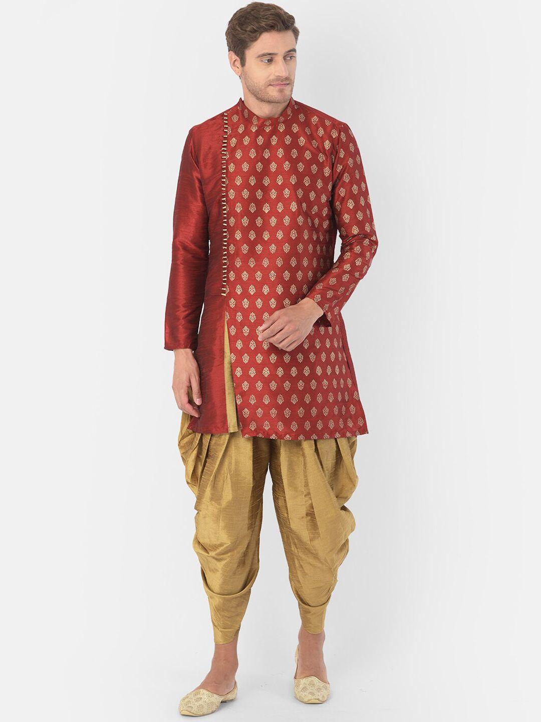 deyann men red ethnic motifs printed kurta