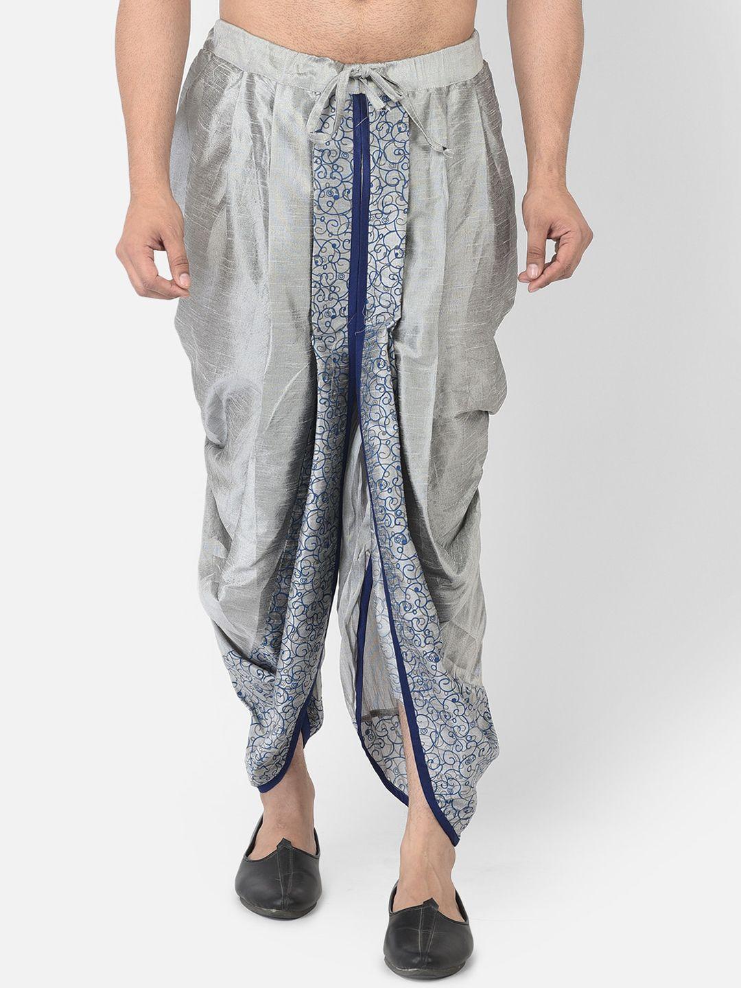 deyann men silver & blue printed dhoti pants
