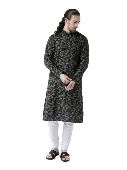 deyann black regular fit mandarin collar kurta