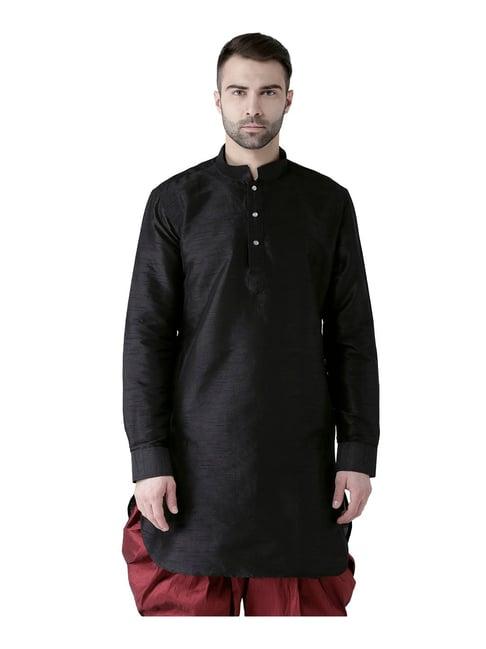 deyann black silk full sleeves kurta