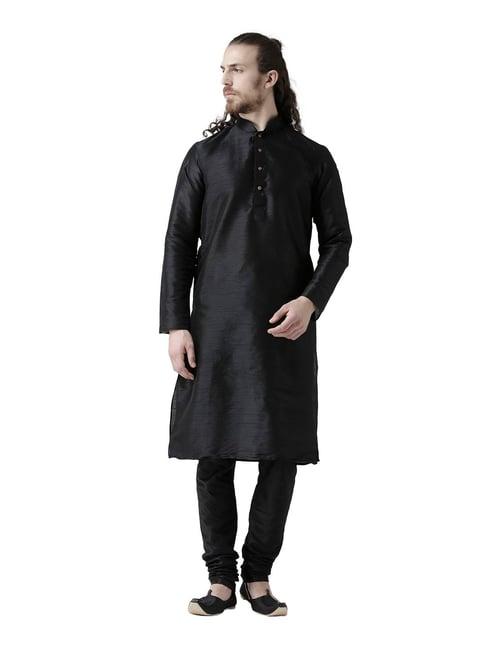 deyann black solid regular fit kurta