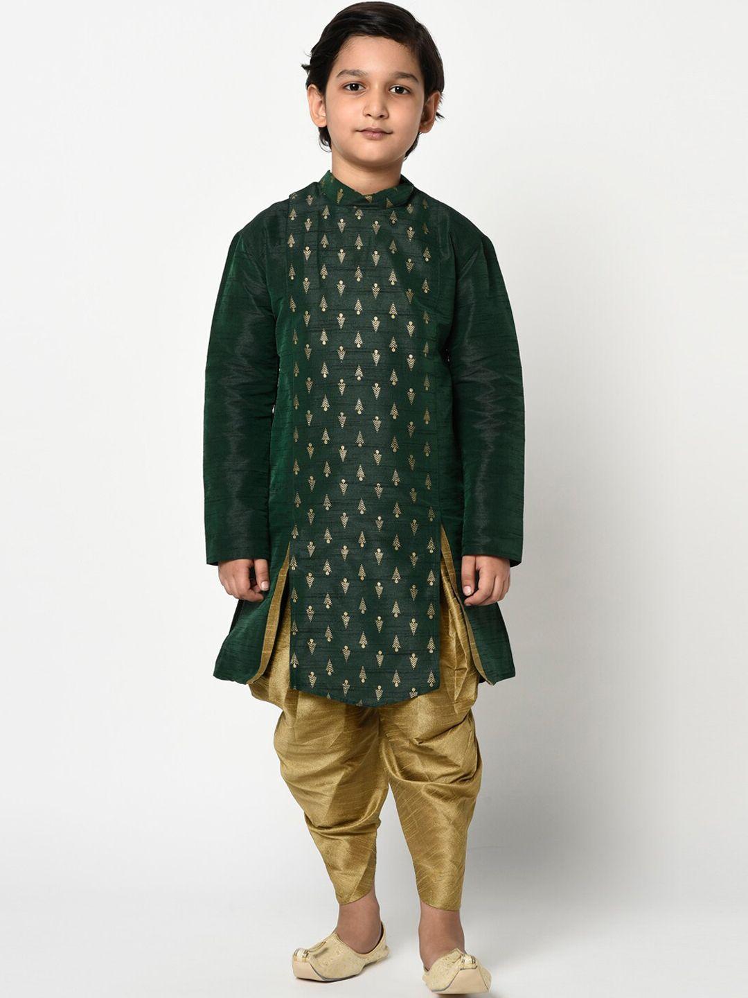 deyann boys green printed kurta with patiala