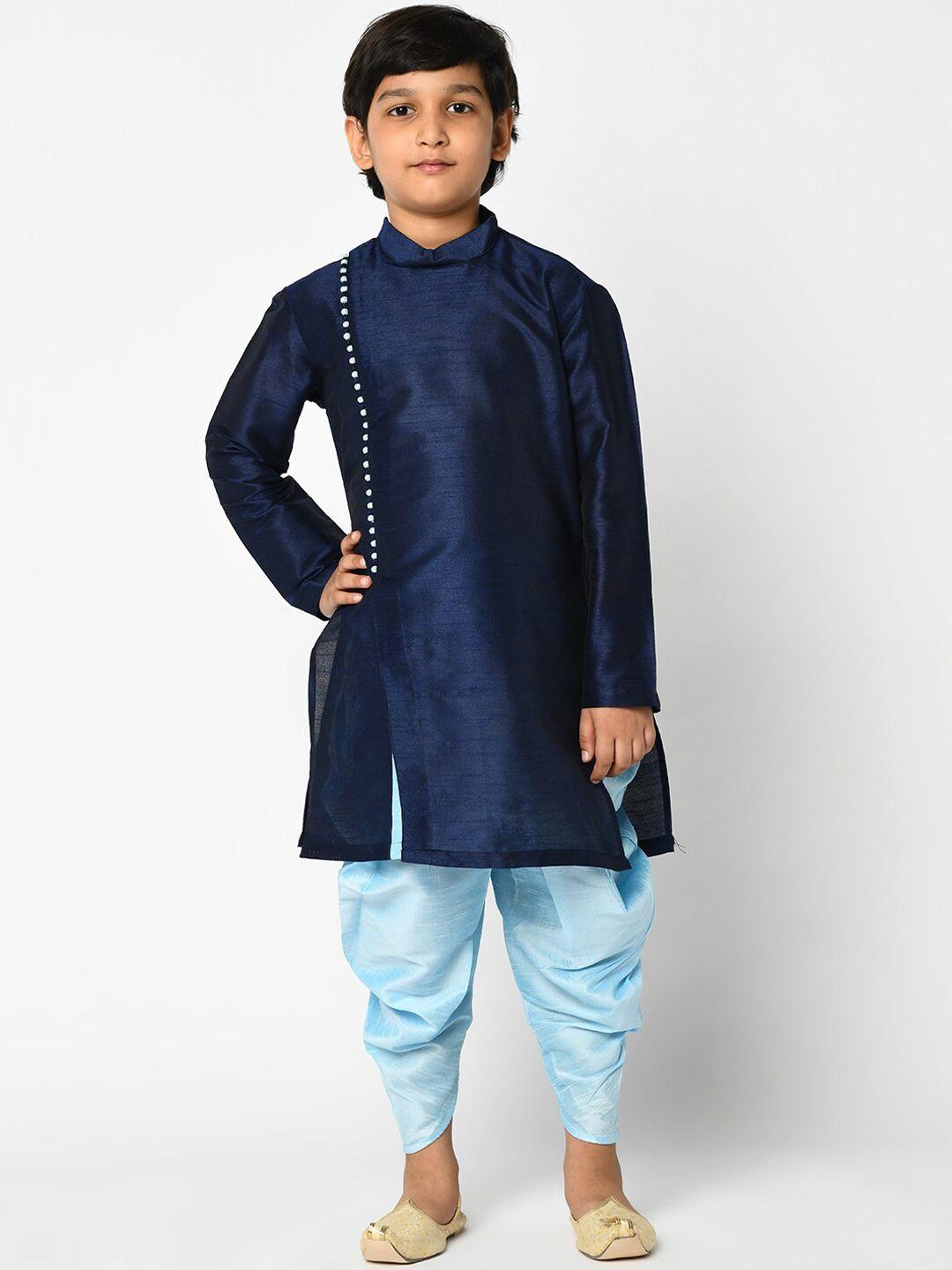 deyann boys navy blue solid kurta with patiala