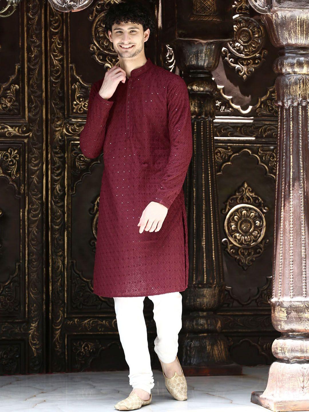 deyann ethnic motifs embroidered sequinned kurta with churidar