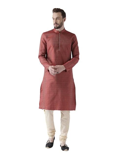 deyann maroon regular fit printed kurta