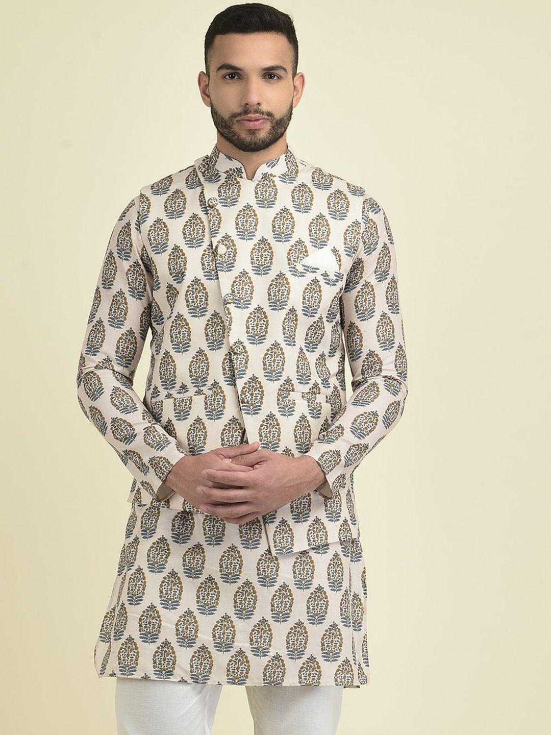 deyann men  ethnic motifs printed kurta with pyjamas